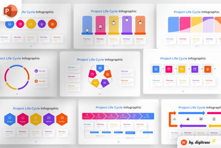 Project Life Cycle PowerPoint - Infographic Template, PowerPoint-sjabloon, 13691, Bedrijf — PoweredTemplate.com