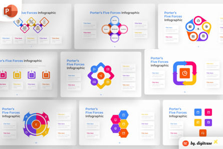 Porter's Five Forces PowerPoint - Infographic Template, PowerPointテンプレート, 13694, ビジネス — PoweredTemplate.com