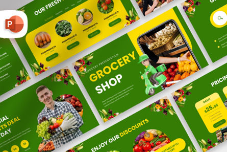 Decorative Grocery Shop - PowerPoint Template, Plantilla de PowerPoint, 13702, Negocios — PoweredTemplate.com