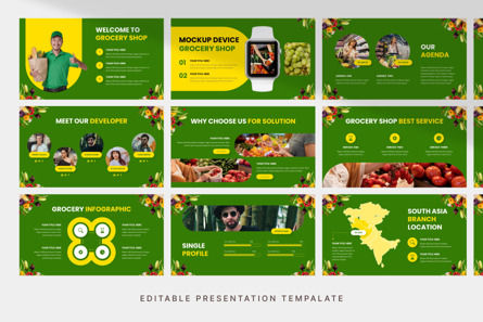 Decorative Grocery Shop - PowerPoint Template, Diapositive 3, 13702, Business — PoweredTemplate.com
