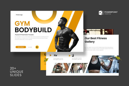 GYM Body Build Presentation Template, PowerPoint模板, 13704, 商业 — PoweredTemplate.com