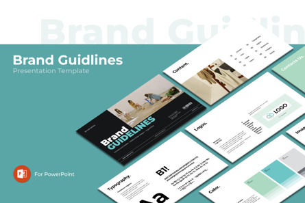 Brand Guidelines PowerPoint Template, Plantilla de PowerPoint, 13715, Negocios — PoweredTemplate.com