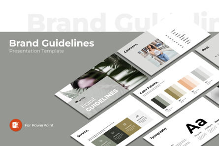 Brand Guidelines PowerPoint Template, Plantilla de PowerPoint, 13728, Negocios — PoweredTemplate.com