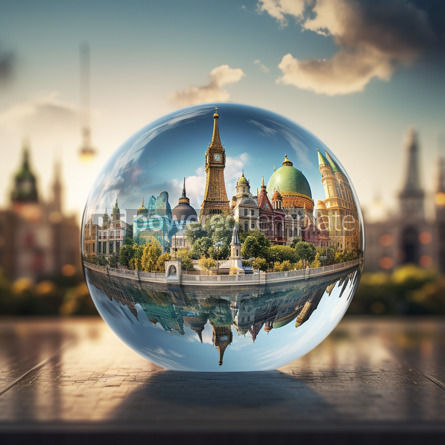 Architecture: Globetrotting Landmarks of the World in a Vivid Forced Perspective Panorama #49740 AI Image