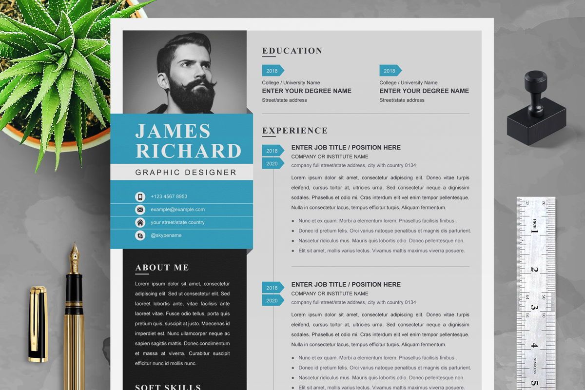 Modern And Creative Professional Resume Template For Graphic Designer 