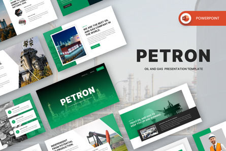 Petron - Oil And Gas Industry PowerPoint Template, Modello PowerPoint, 13809, Lavoro — PoweredTemplate.com