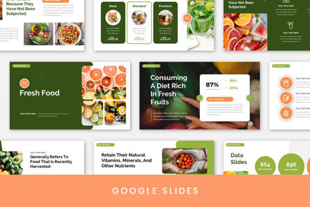 Fresh Food Health Care Presentation Google Slides Template, Tema do Google Slides, 13825, Agricultura — PoweredTemplate.com