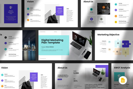 Digital Marketing Plan Googleslide, Google Slides Theme, 13851, Business — PoweredTemplate.com