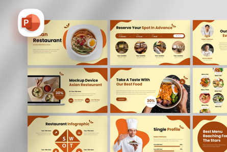 Asian Restaurant - PowerPoint Template, 파워 포인트 템플릿, 13875, 비즈니스 — PoweredTemplate.com