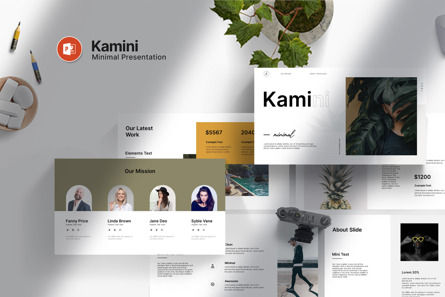 Kamini Minimal Powerpoint Presentation, PowerPoint-Vorlage, 13890, Business — PoweredTemplate.com