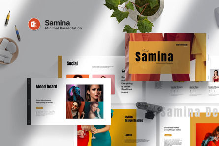 Samina Minimal Powerpoint Presentation, PowerPointテンプレート, 13905, ビジネス — PoweredTemplate.com