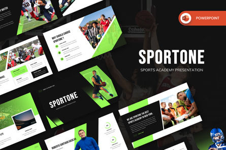Sportone - Sports Academy PowerPoint, PowerPointテンプレート, 13923, スポーツ — PoweredTemplate.com