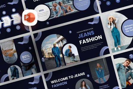 Y2K Modern Jeans Fashion - PowerPoint Template, Modello PowerPoint, 13935, Lavoro — PoweredTemplate.com