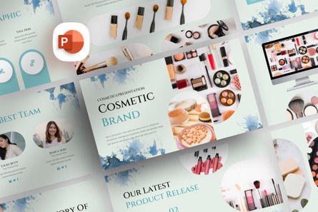 Watercolored Cosmetics Brand - PowerPoint Template, Templat PowerPoint, 13980, Art & Entertainment — PoweredTemplate.com