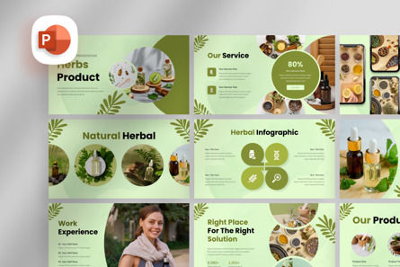 Natural Herbs Product - PowerPoint Template, Templat PowerPoint, 13989, Bisnis — PoweredTemplate.com