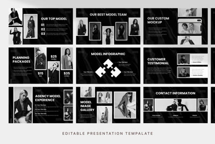 Black White Model Agency - PowerPoint Template, Slide 3, 13996, Business — PoweredTemplate.com
