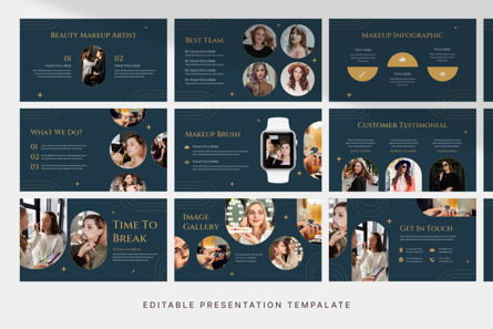 Professional Make Up Artist - PowerPoint Template, 幻灯片 3, 14018, Art & Entertainment — PoweredTemplate.com