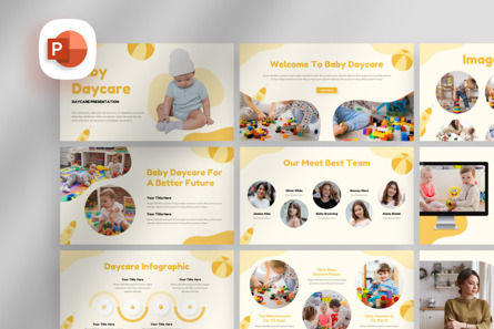 Cute Baby Daycare - PowerPoint Template, PowerPoint模板, 14020, 商业 — PoweredTemplate.com