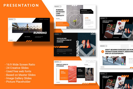 Running Athlete Sport Presentation Powerpoint Template, PowerPointテンプレート, 14026, 健康＆レクリエーション — PoweredTemplate.com