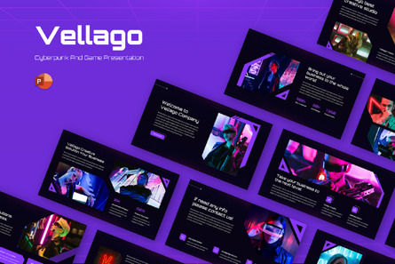 Vellago - Cyberpunk and Game Powerpoint Template, PowerPoint Template, 14052, Business — PoweredTemplate.com