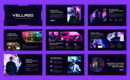Vellago - Cyberpunk and Game Powerpoint Template, Slide 2, 14052, Business — PoweredTemplate.com