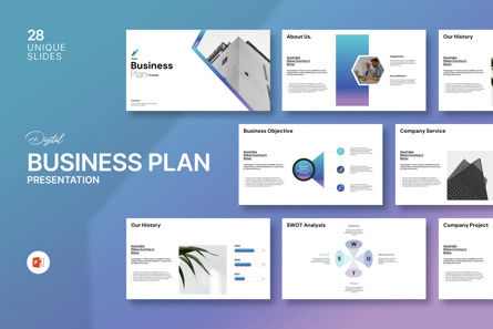 Business Plan PowerPoint Template, PowerPoint-sjabloon, 14125, Bedrijf — PoweredTemplate.com