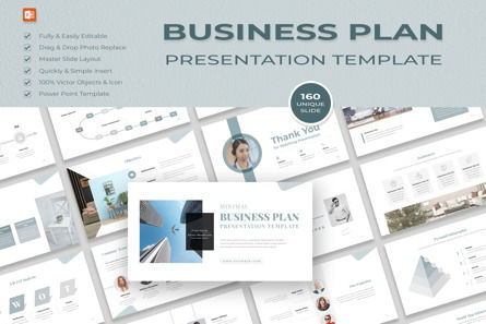 Minimal Business Plan Presentation, PowerPoint Template, 14135, Business — PoweredTemplate.com