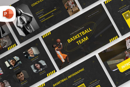Modern Basketball Team - PowerPoint Template, PowerPointテンプレート, 14139, Education & Training — PoweredTemplate.com