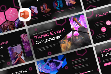 Music Event Organizer - PowerPoint Template, PowerPointテンプレート, 14141, Art & Entertainment — PoweredTemplate.com