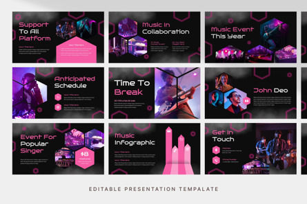 Music Event Organizer - PowerPoint Template, 幻灯片 3, 14141, Art & Entertainment — PoweredTemplate.com