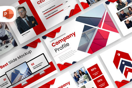 Red Geometric Company Profile - PowerPoint Template, 파워 포인트 템플릿, 14142, 비즈니스 — PoweredTemplate.com