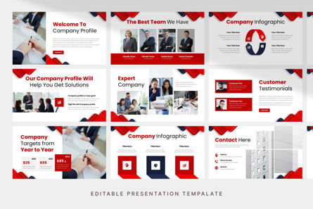 Red Geometric Company Profile - PowerPoint Template, Diapositive 3, 14142, Business — PoweredTemplate.com