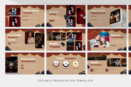 Retro Theater - PowerPoint Template, 幻灯片 3, 14144, Art & Entertainment — PoweredTemplate.com