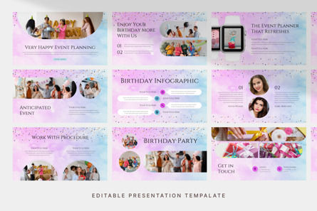 Birthday Event Planner - PowerPoint Template, 幻灯片 3, 14145, Art & Entertainment — PoweredTemplate.com
