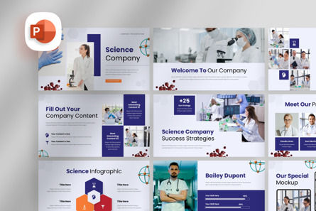 Simple Science Company - PowerPoint Template, 파워 포인트 템플릿, 14149, 비즈니스 — PoweredTemplate.com