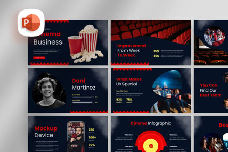 Cinema Business - PowerPoint Template, PowerPoint-sjabloon, 14150, Art & Entertainment — PoweredTemplate.com