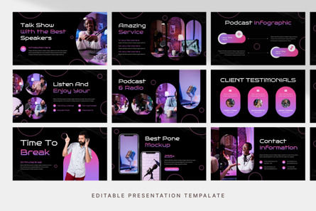 Podcast and Radio Station - PowerPoint Template, スライド 3, 14155, Art & Entertainment — PoweredTemplate.com