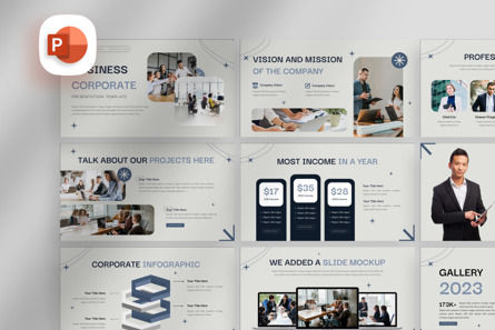 Gray Clean Modern Corporate - PowerPoint Template, Plantilla de PowerPoint, 14166, Negocios — PoweredTemplate.com