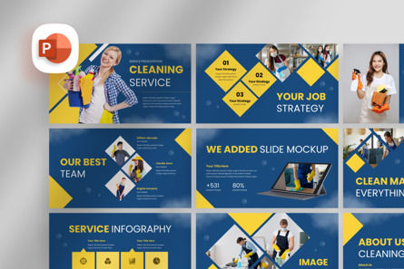 Bubble Geometric Cleaning Services - PowerPoint Template, Templat PowerPoint, 14180, Bisnis — PoweredTemplate.com