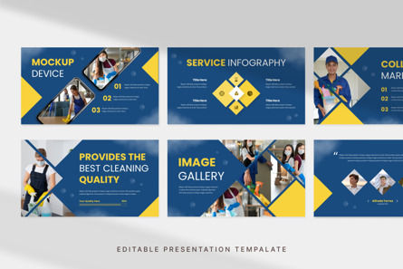 Bubble Geometric Cleaning Services - PowerPoint Template, Diapositiva 2, 14180, Negocios — PoweredTemplate.com
