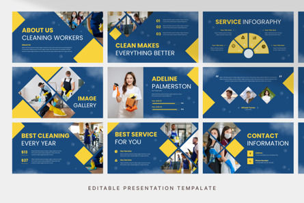 Bubble Geometric Cleaning Services - PowerPoint Template, Diapositiva 3, 14180, Negocios — PoweredTemplate.com