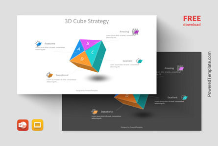 Free 3D Cube Strategy Presentation Template, Grátis Tema do Google Slides, 14193, 3D — PoweredTemplate.com