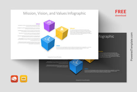 Core Identity Cubes - Mission Vision Values Presentation Template, 免费 Google幻灯片主题, 14276, 3D — PoweredTemplate.com