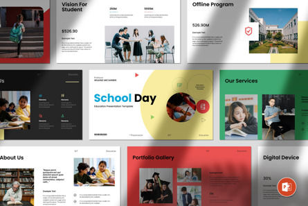 School Day PowerPoint Presentation Template, PowerPointテンプレート, 14304, Education & Training — PoweredTemplate.com