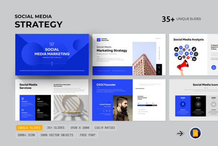 Social Media Strategy Google Slides Presentation Template, Google Presentaties-thema, 14331, Bedrijf — PoweredTemplate.com