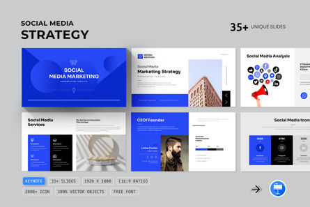 Social Media Strategy Keynote Presentation Template, 苹果主题演讲模板, 14342, 商业 — PoweredTemplate.com