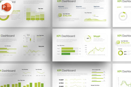 Green Fresh KPI Dashboard - PowerPoint Template, 파워 포인트 템플릿, 14368, 비즈니스 — PoweredTemplate.com