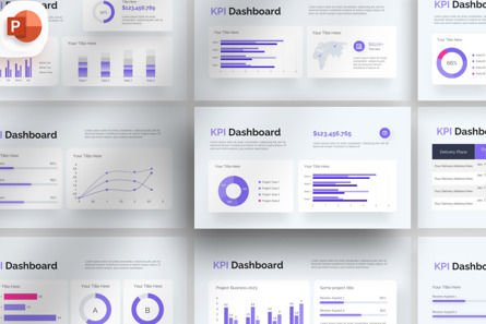 Simple KPI Dashboard - PowerPoint Template, PowerPoint Template, 14372, Business — PoweredTemplate.com