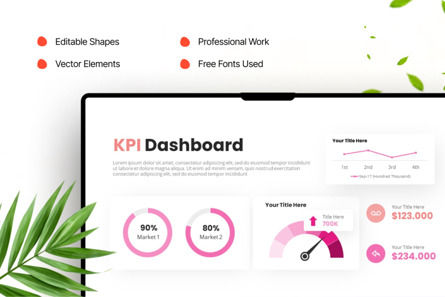 Simple Pink KPI Dashboard - PowerPoint Template, 幻灯片 4, 14380, 商业 — PoweredTemplate.com