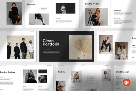 Clean Portfolio Presentation Template, 파워 포인트 템플릿, 14383, 비즈니스 — PoweredTemplate.com